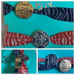 RUSTIC CUFF bracelet/hair tie. Never worn.  Selling both together.Red and violet